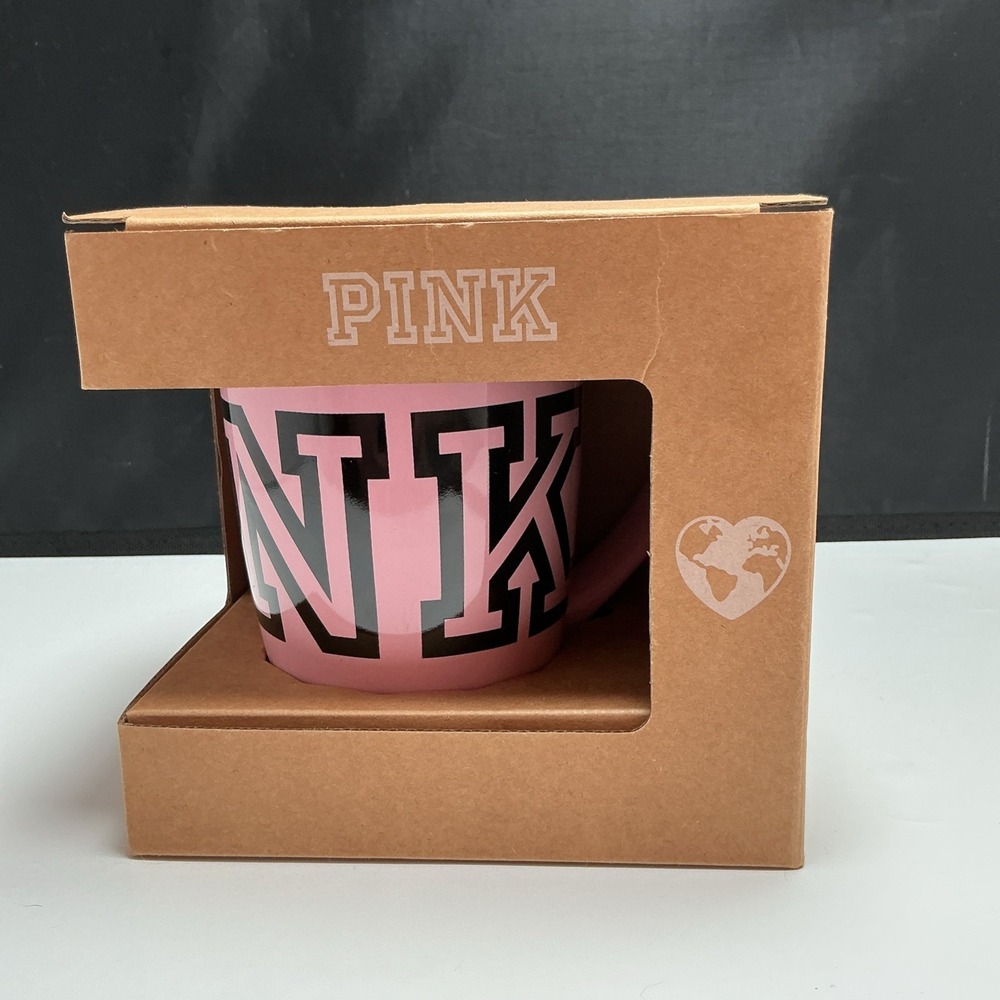 Victorias Secret PINK Gift Love Coffee Mug Oversized Pink Black 16.9 oz NIB